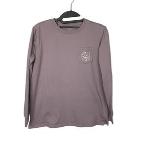 Ivory Ella Women's Long Sleeve Pocket Tee Purple Size S Casual Top Small